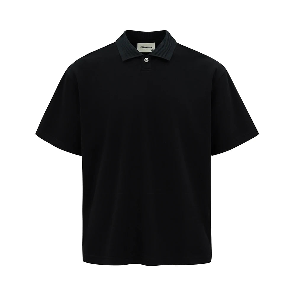 Black polo shirt on a white background