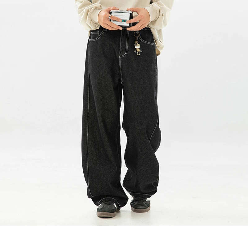 Contrast Stitch Dark Rinse Jeans