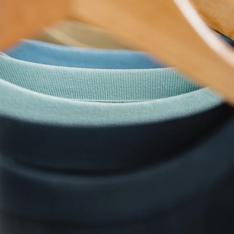 Close-up of a teal belt with a blurred background
