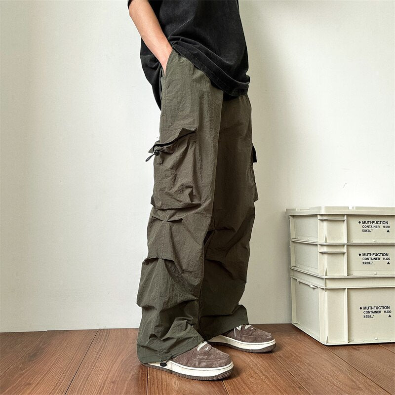 Lightweight Ruched Cargo Pants Streets of Seoul Men s Korean Style Fashion