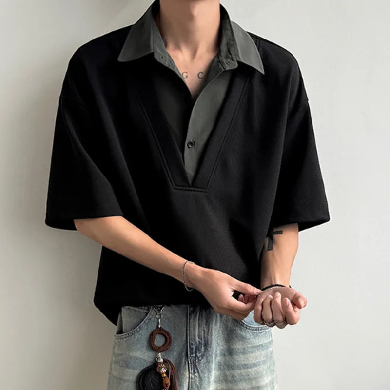 Mock Layered Shirt/T-Shirt