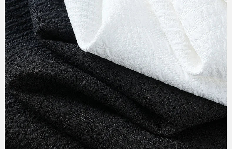 Close-up of black and white textured fabric