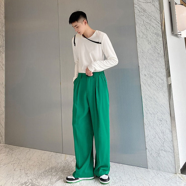 Emerald Green Wide Leg Trousers thestreetsofseoul-korean-street-style-minimal-kstyle-streetwear-mens-fashion-clothing