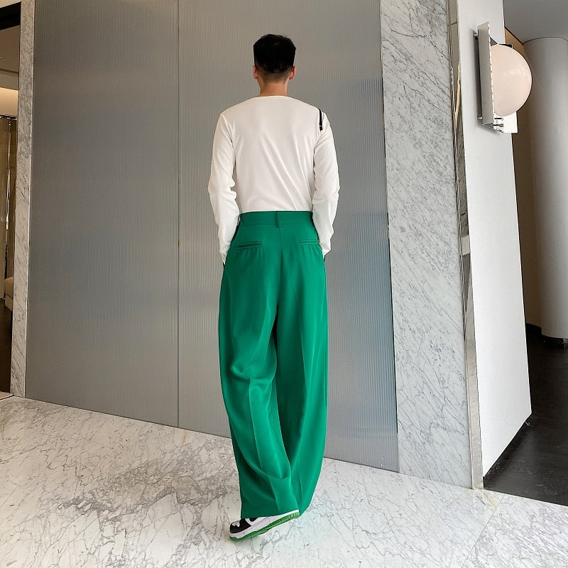 Emerald Green Wide Leg Trousers thestreetsofseoul-korean-street-style-minimal-kstyle-streetwear-mens-fashion-clothing