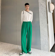 Emerald Green Wide Leg Trousers thestreetsofseoul-korean-street-style-minimal-kstyle-streetwear-mens-fashion-clothing