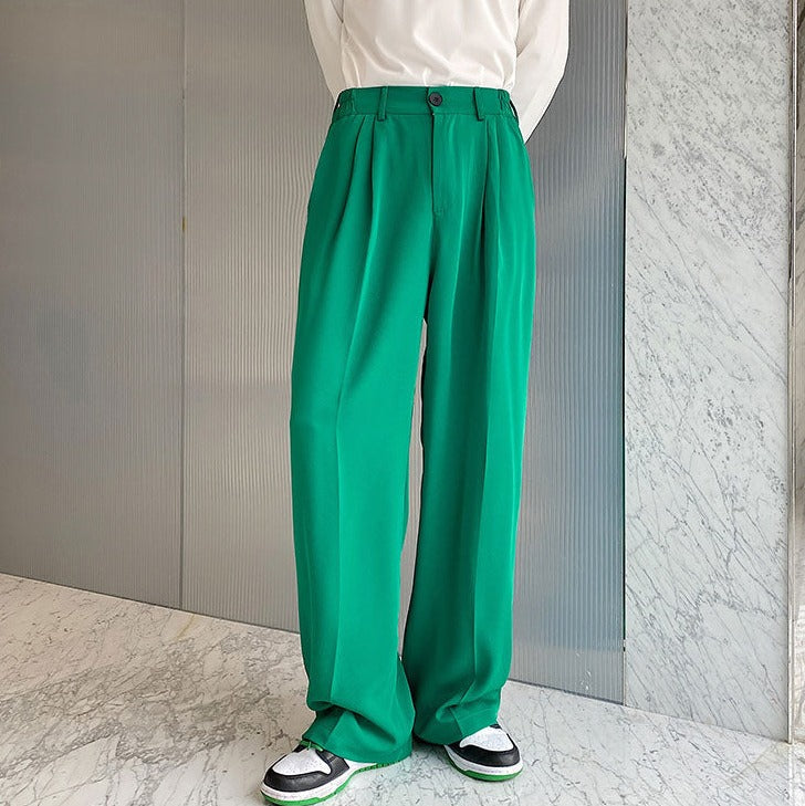 Emerald Green Wide Leg Trousers thestreetsofseoul-korean-street-style-minimal-kstyle-streetwear-mens-fashion-clothing