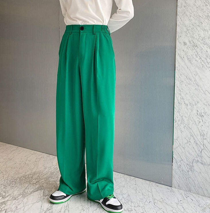 Emerald Green Wide Leg Trousers thestreetsofseoul-korean-street-style-minimal-kstyle-streetwear-mens-fashion-clothing