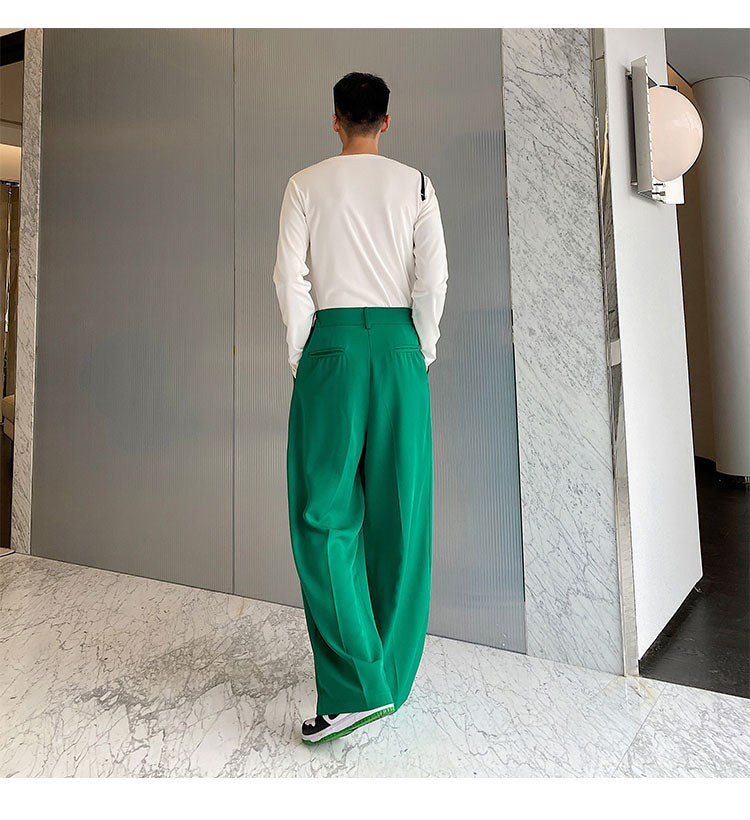 Emerald Green Wide Leg Trousers thestreetsofseoul-korean-street-style-minimal-kstyle-streetwear-mens-fashion-clothing