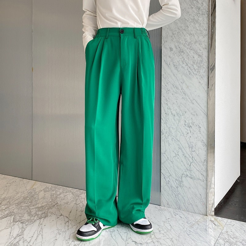 Emerald Green Wide Leg Trousers thestreetsofseoul-korean-street-style-minimal-kstyle-streetwear-mens-fashion-clothing