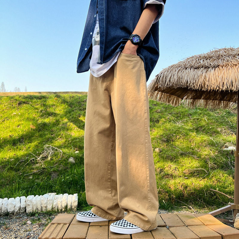 QWANG Men's Casual Fashion Solid Color Cotton Linen Pants Comfortable  Breathable Trousers 