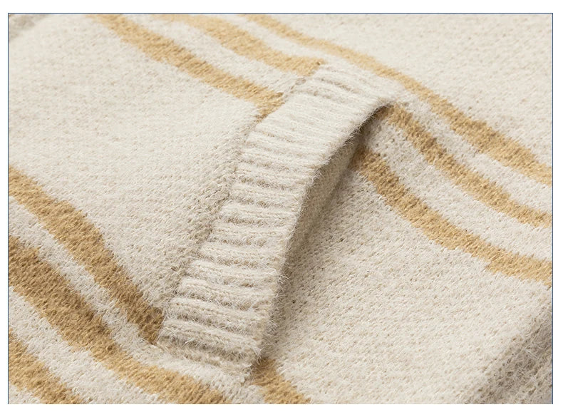 Abstract Stripe Knitted Hoodie