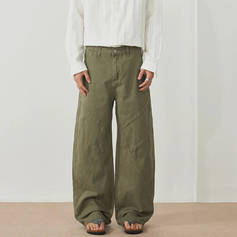 Angled Seam Curved Leg Pants