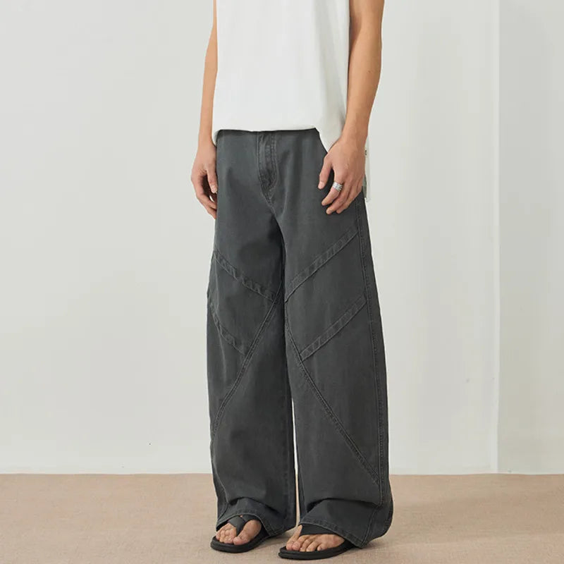 Angled Seam Curved Leg Pants