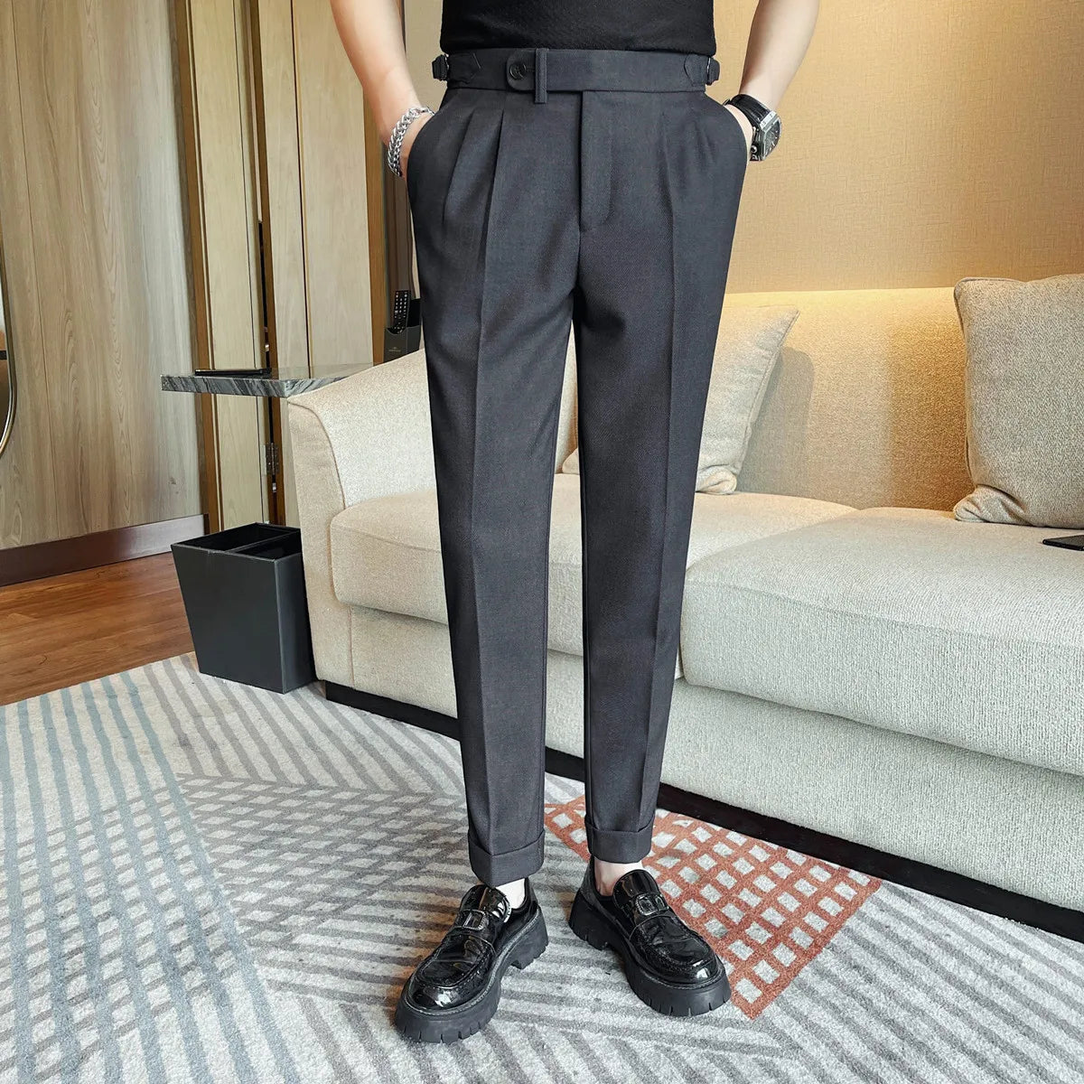 Ankle Length Slim Fit Dress Pants | Streets of Seoul | Men's Korean Style Fashion Ankle Length Slim Fit Dress Pants | Streets of Seoul | Men's Korean Style Fashion