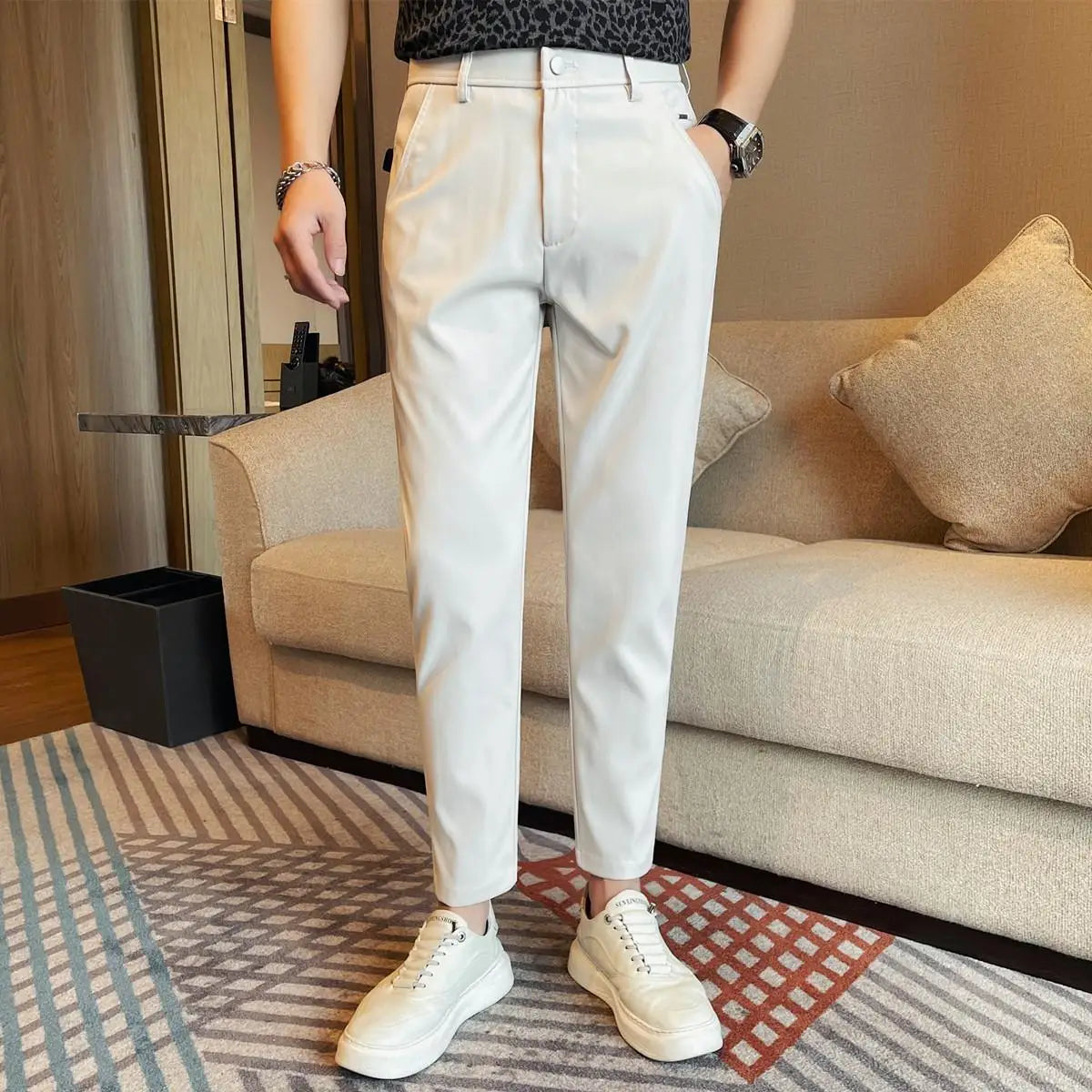 Ankle Length Slim Fit Trousers