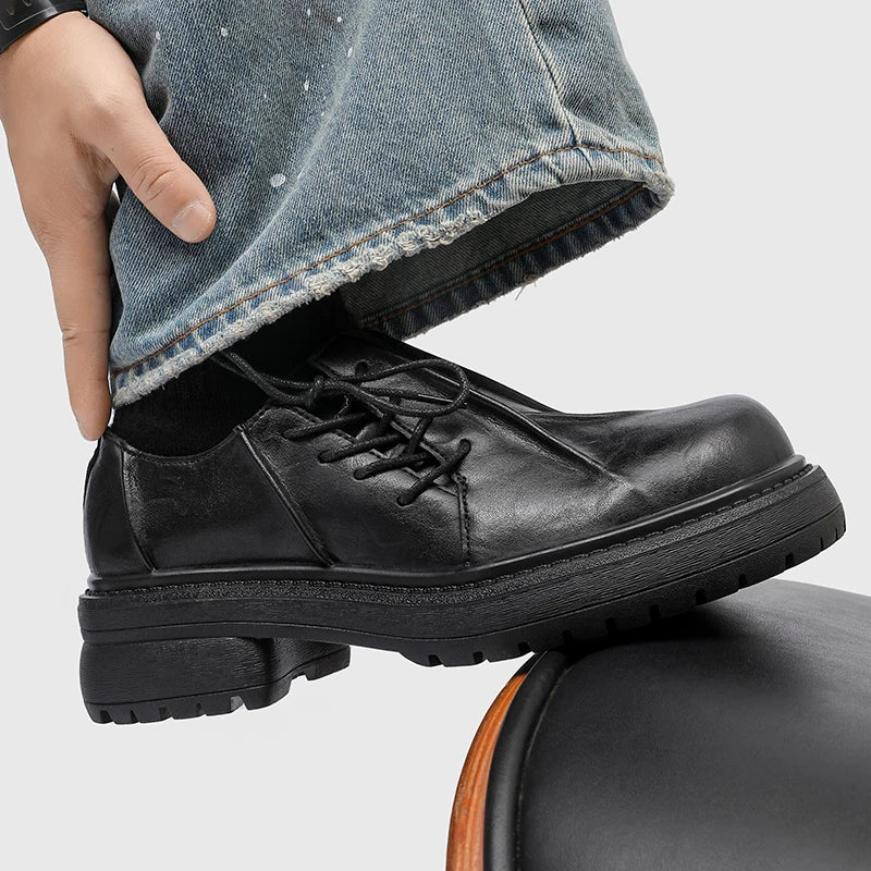 Asymmetric Split Seam Derby Shoes