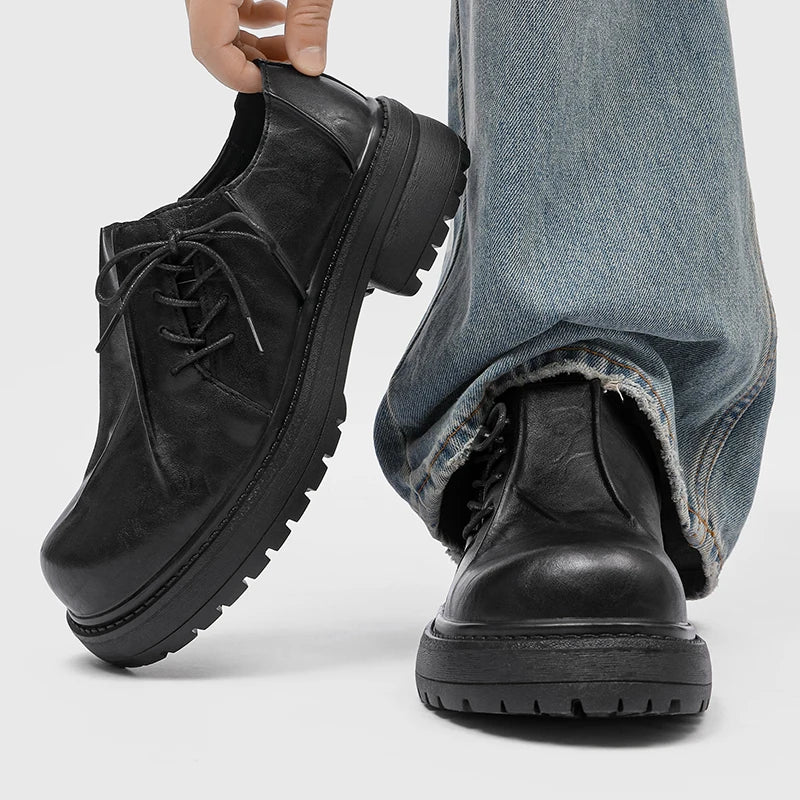 Asymmetric Split Seam Derby Shoes