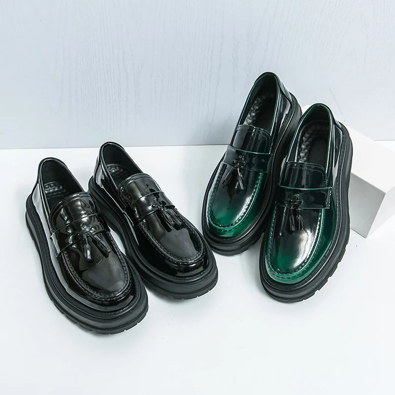 Beon Flatform Patent Tassel Loafers | Streets of Seoul