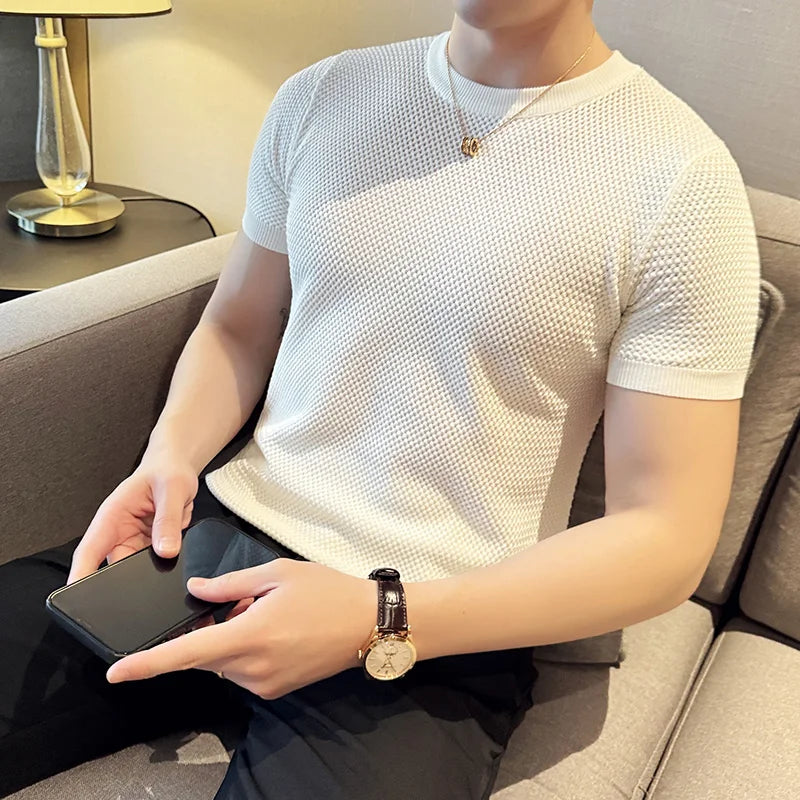 Breeze Pointelle Knit Tee for men - Streets of Seoul