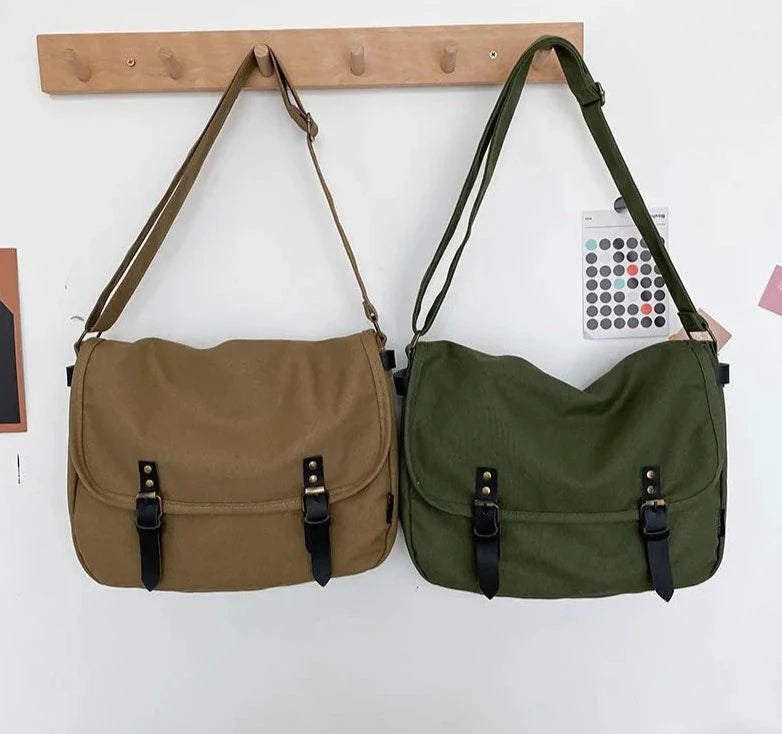 Canvas shoulder bag sales