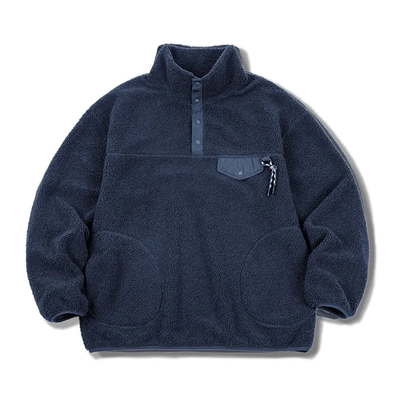 Button neck hot sale fleece pullover