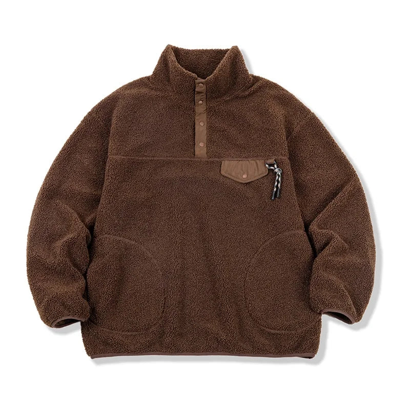 Button neck hotsell fleece pullover