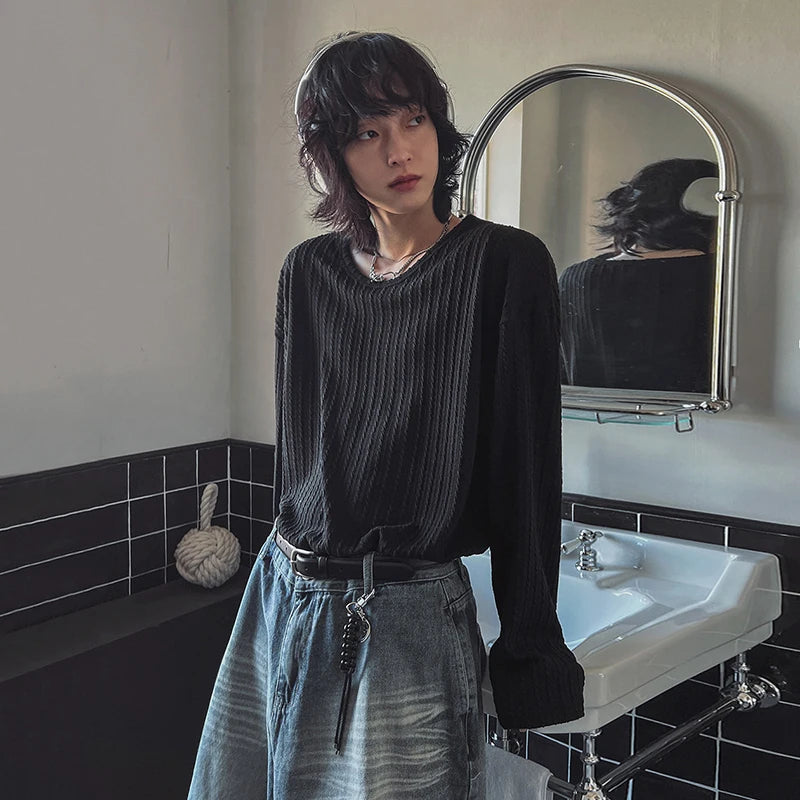 Cable Texture Long Sleeve Top