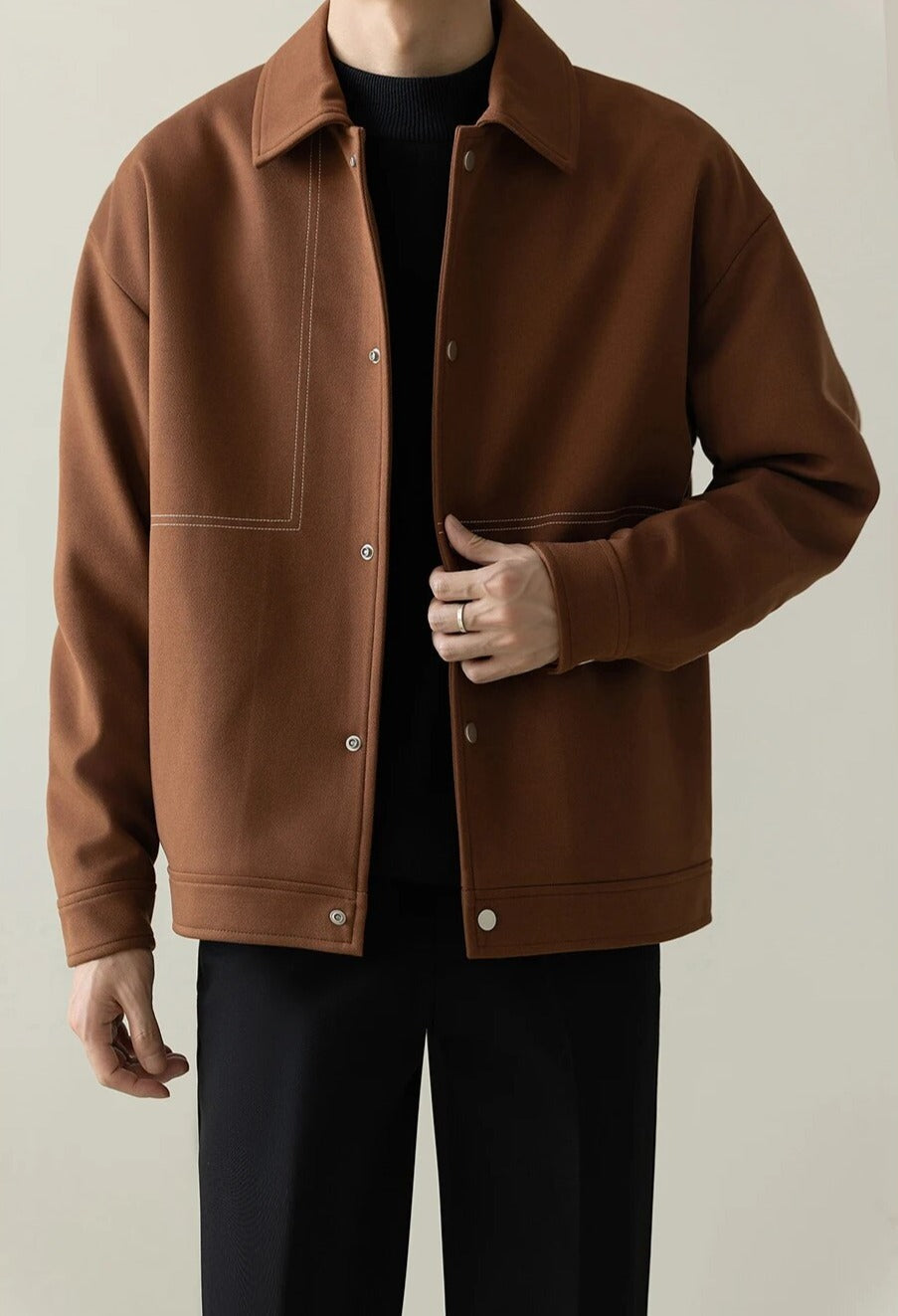 Contrast Stitch Minimal Jacket