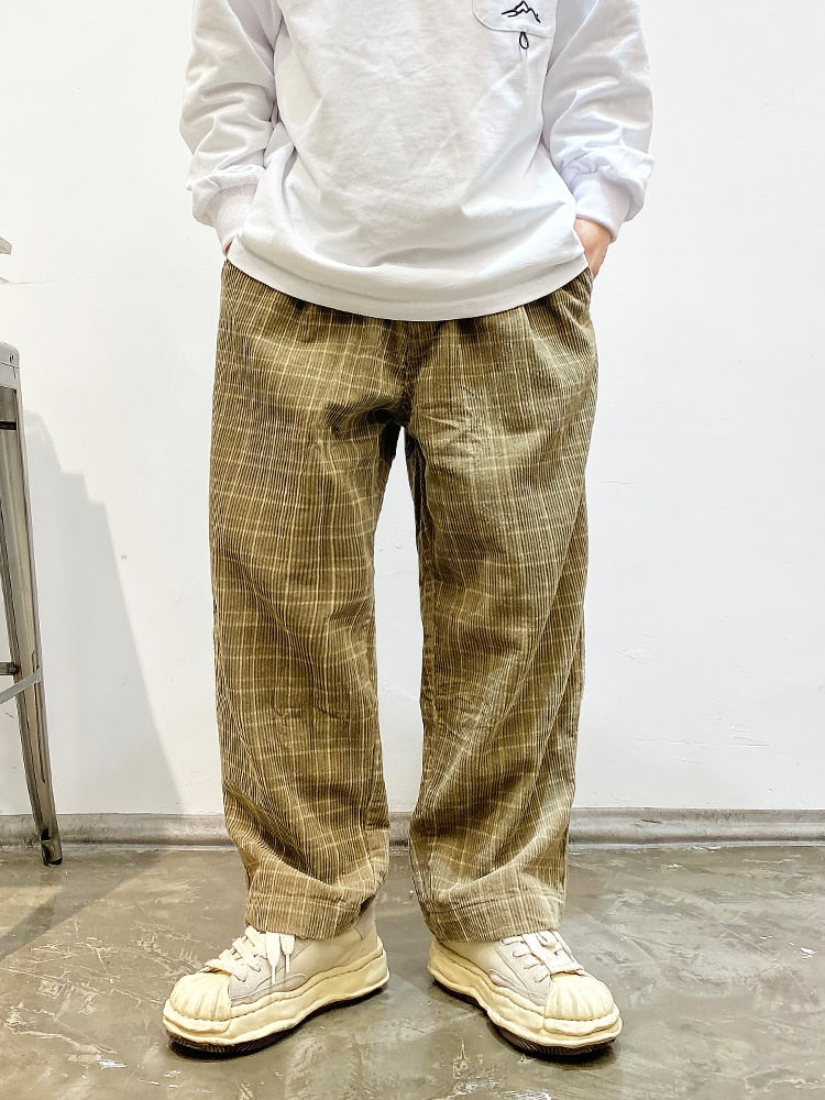 Corduroy Check Trousers - M / KHAKI