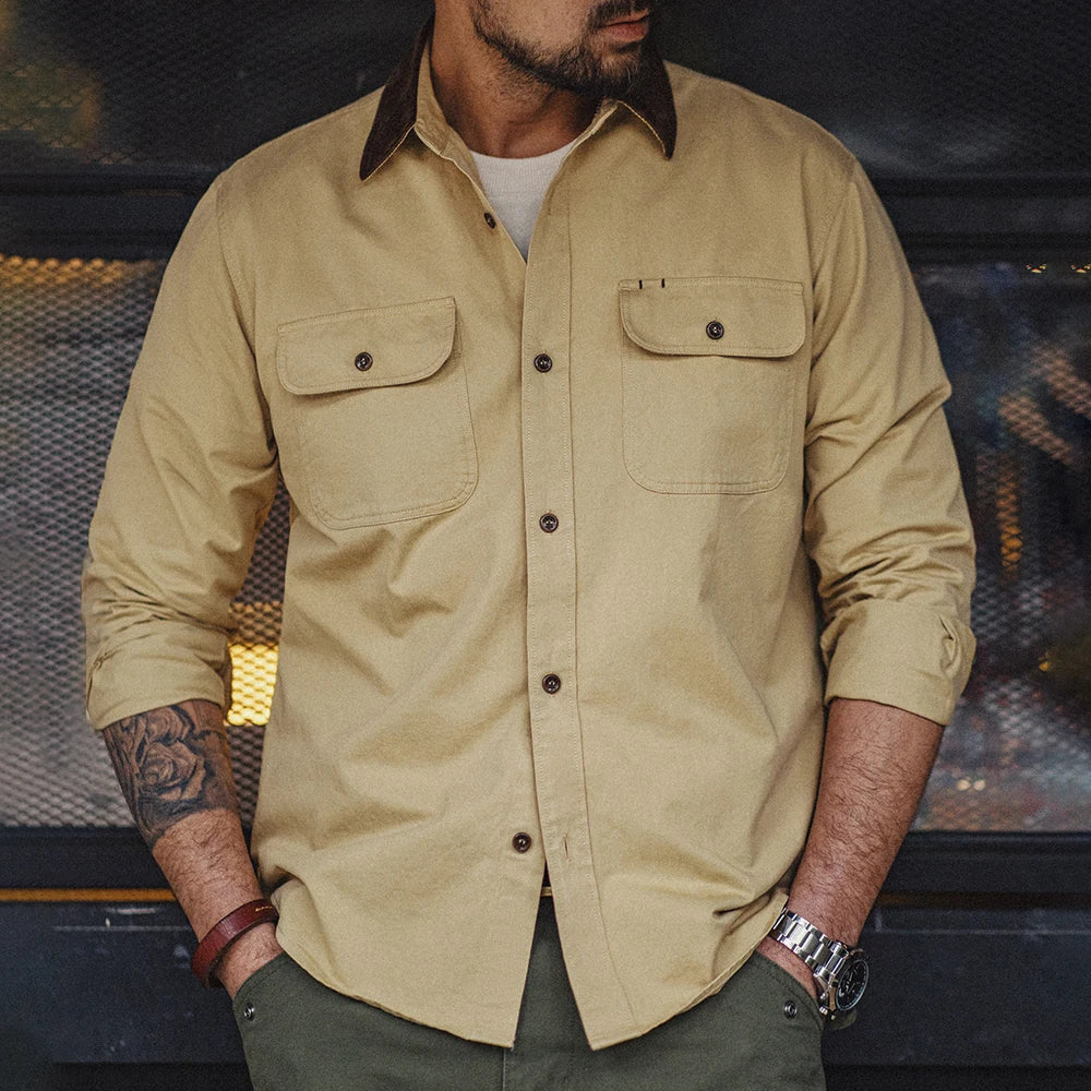 Corduroy Collar Workwear Shirt | Streets of Seoul | Men's Corduroy Collar Workwear Shirt | Streets of Seoul | Men's