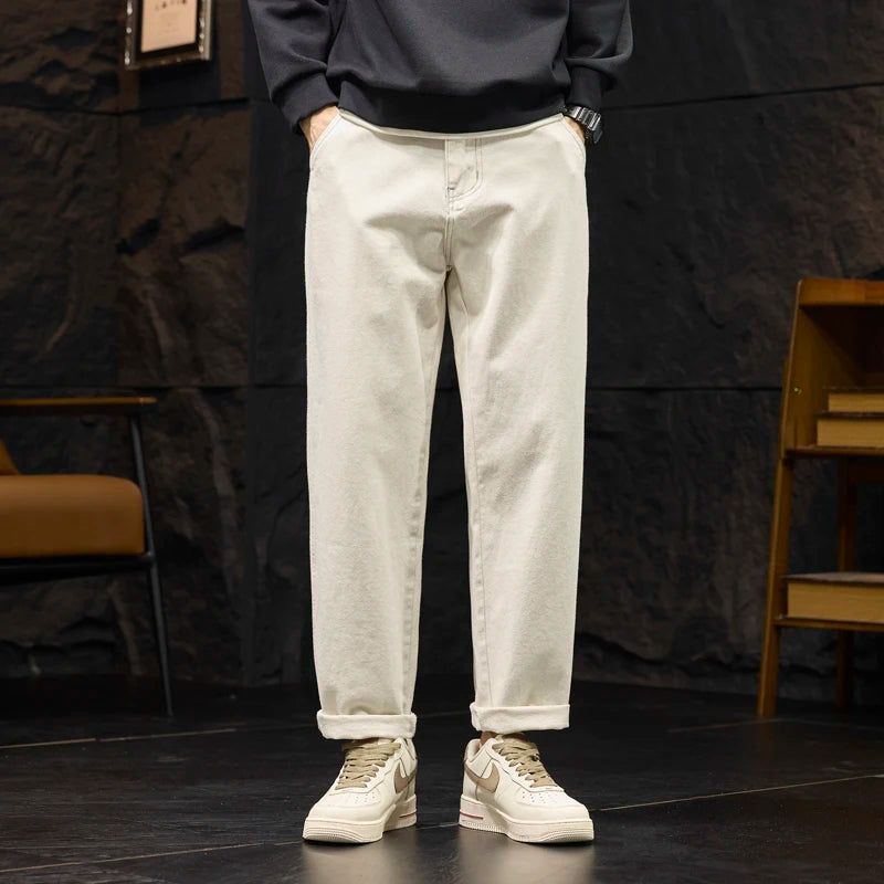 Cream Tapered Workwear Jeans