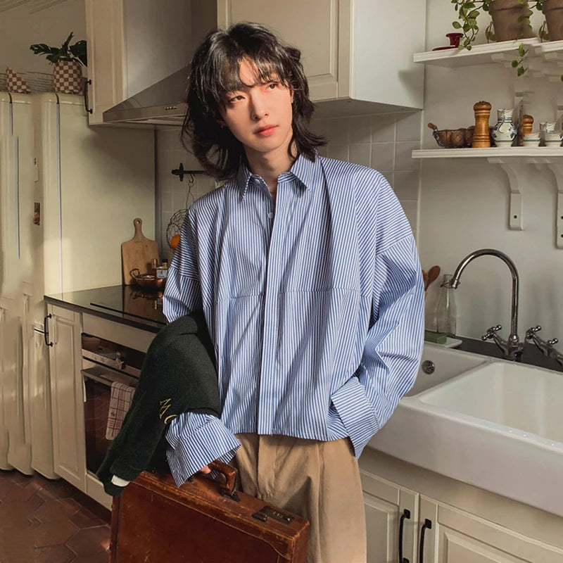 Cropped Stripe Long Sleeve Shirt