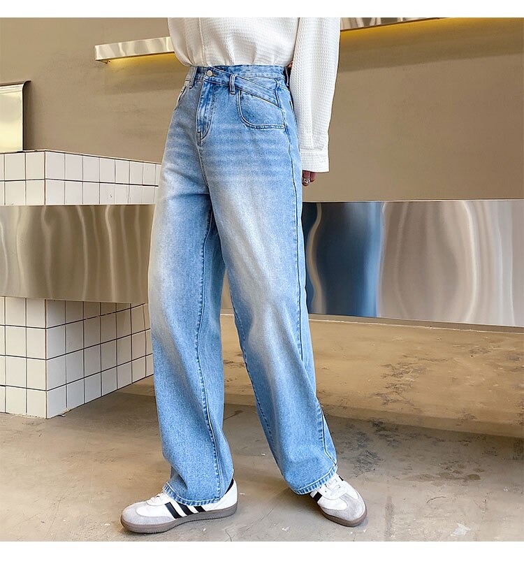 Ripped Double Waistband Baggy Jeans