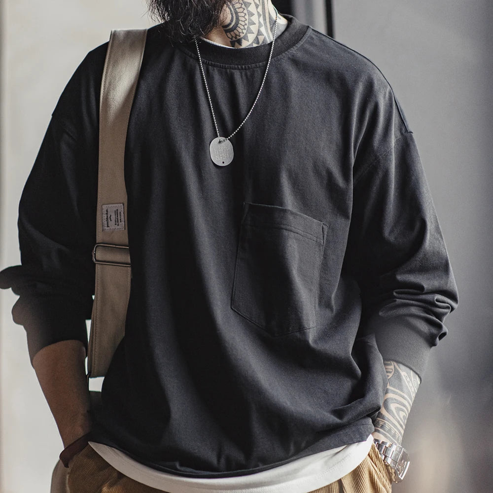[ STIGMA ]★25SS★韓国人気★Staff Semi-oversized T-shirts Essential Heavyweight Long Sleeve T-Shirt | Streets of Seoul