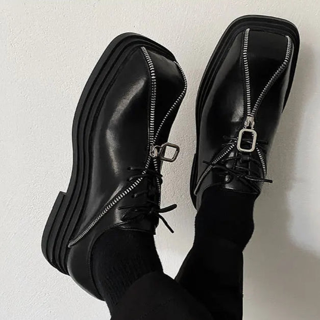 Euljiro Square Toe Zipper Shoes