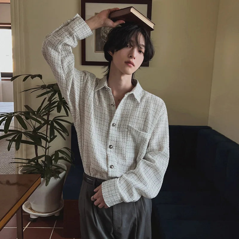 Fall Textured Check Shirt for men - Streets of Seoul