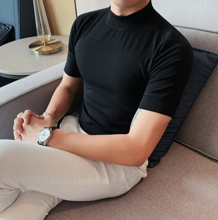 Fitted High Neck T-Shirt | Streets of Seoul | Men’s Korean Style