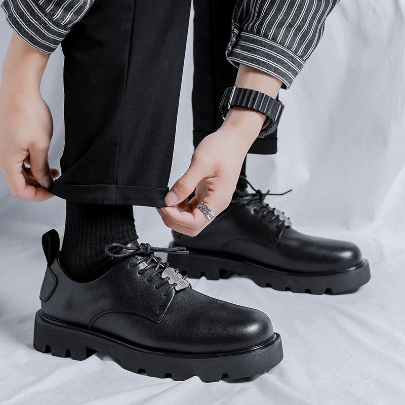 Gangseo Metal Badge Lace-up Chunky Sole Shoes