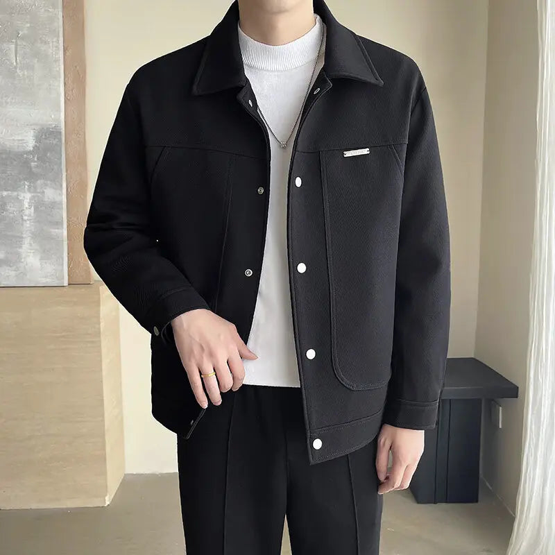 minimalist dress style men Garosu Minimalist Snap Jacket | Streets of Seoul