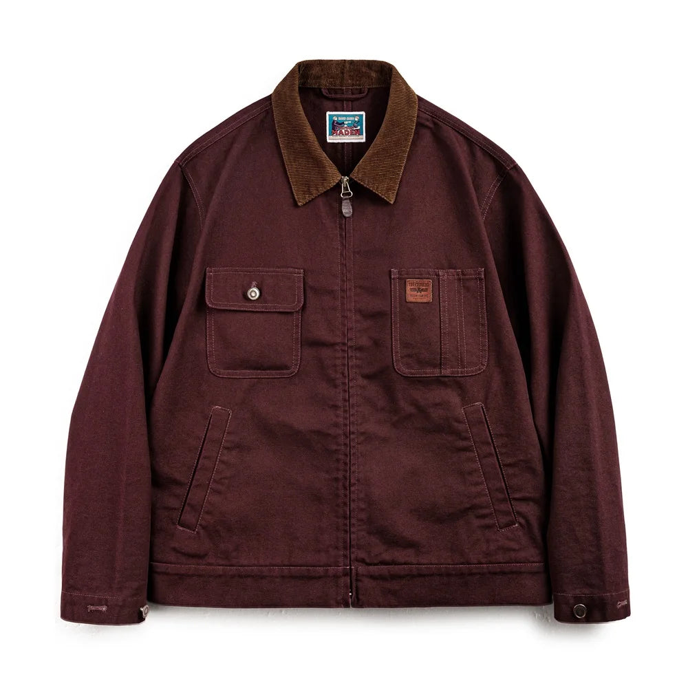 [CODEGRAPHY]★韓国人気★Corduroy Collar Cotton Work Jacket Heavyweight Canvas Corduroy Collar Workwear Jacket | Streets