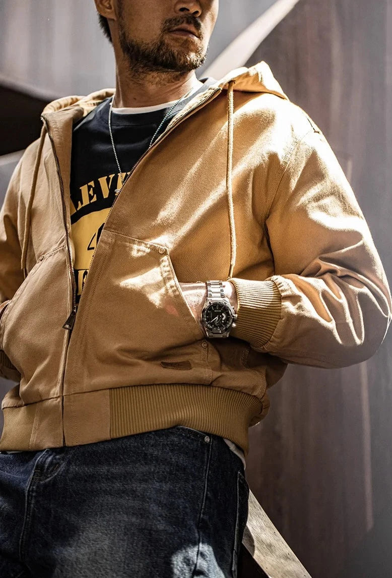 Hooded Canvas Workwear Jacket | Streets of Seoul | Men