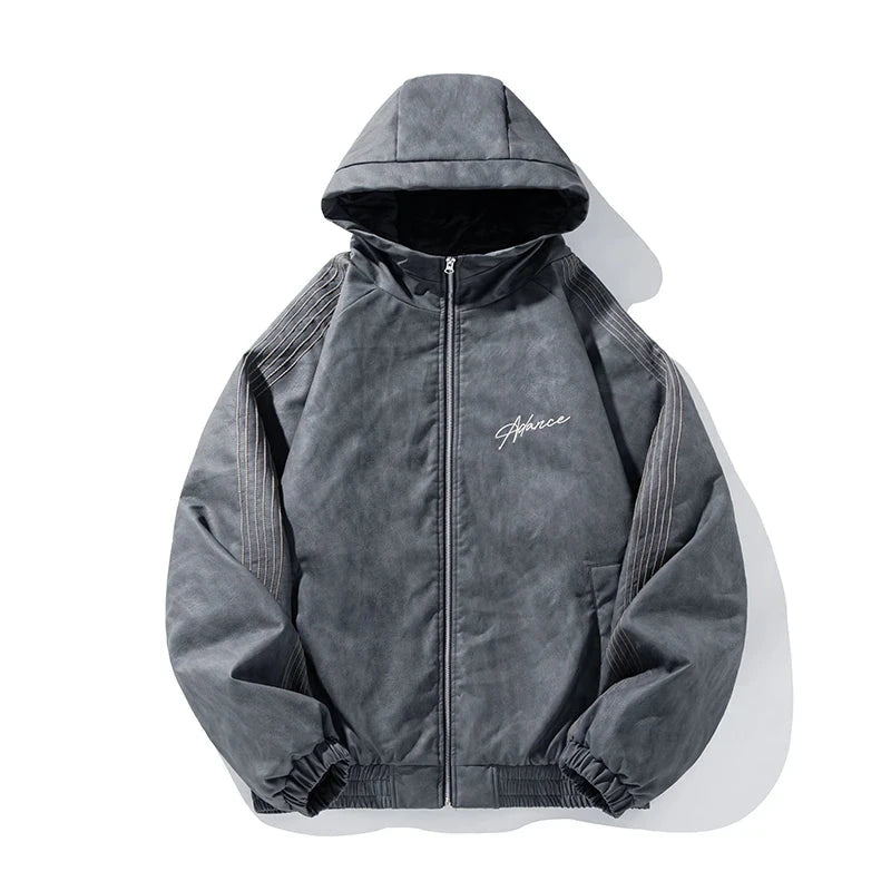 Hooded Faux Leather Jacket | Streets of Seoul | Men's Korean