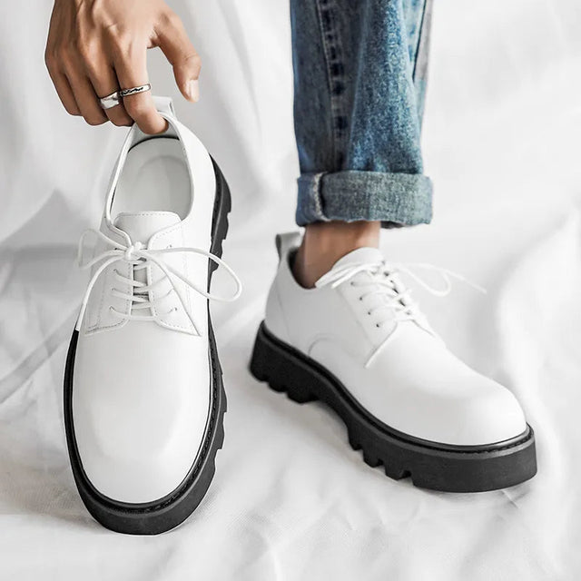 Ilsan Contrast Sole White Derby Shoes | Streets of Seoul | Men's Korean ...