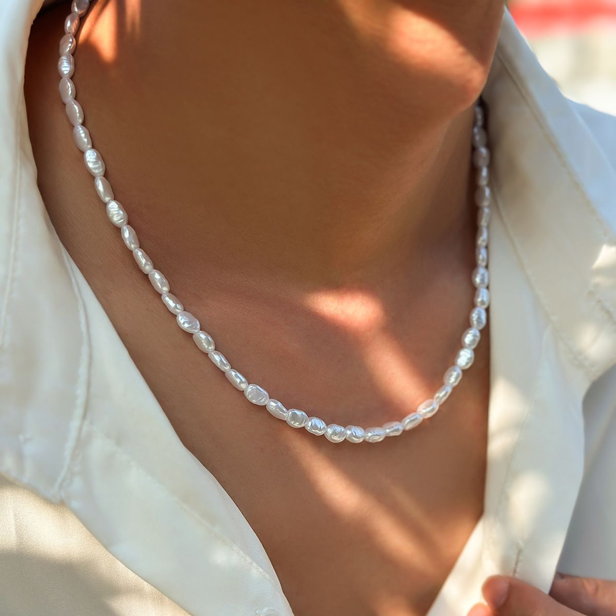 Minimal Faux Baroque Pearl Necklace