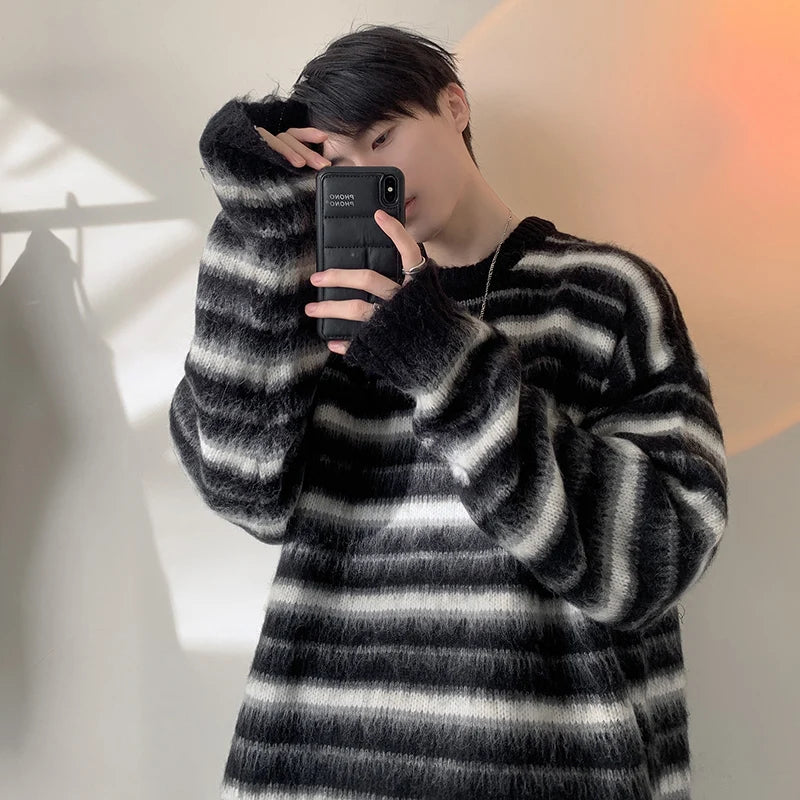 Mohair Style Knitted Stripe Sweater