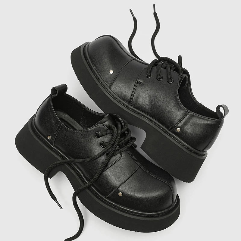 Myeongdong Rivet Detail Lace-Up Platform Shoes