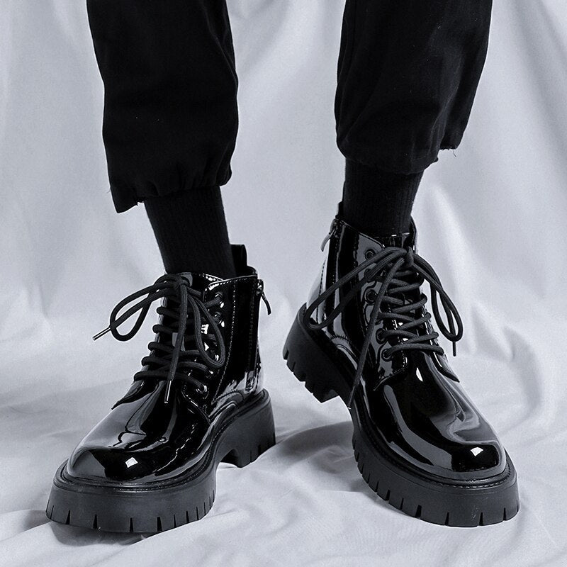 ＊韓国＊［BLACKUP］Nouton Linen Buckle Mid Boots 3color Shoes - BLACKUP