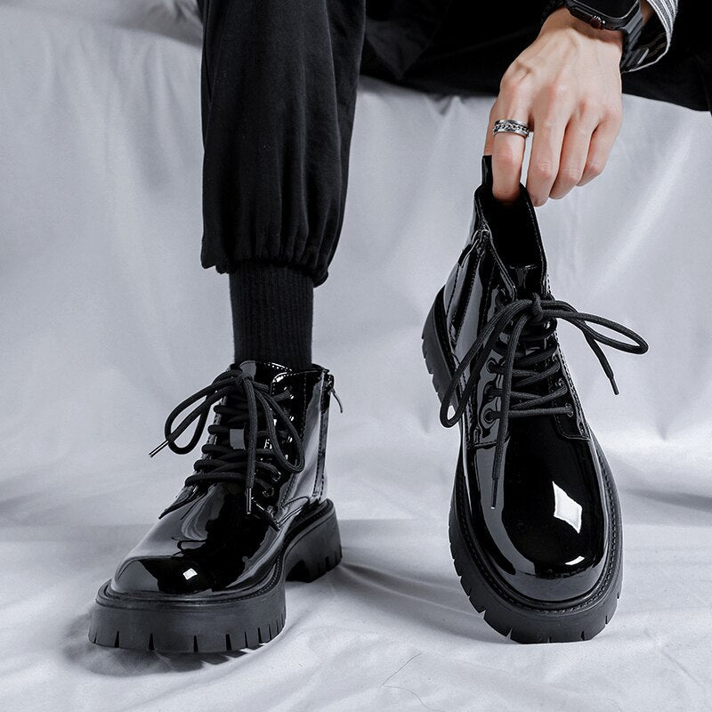 Namsan Patent Chunky Sole Shoe Boots
