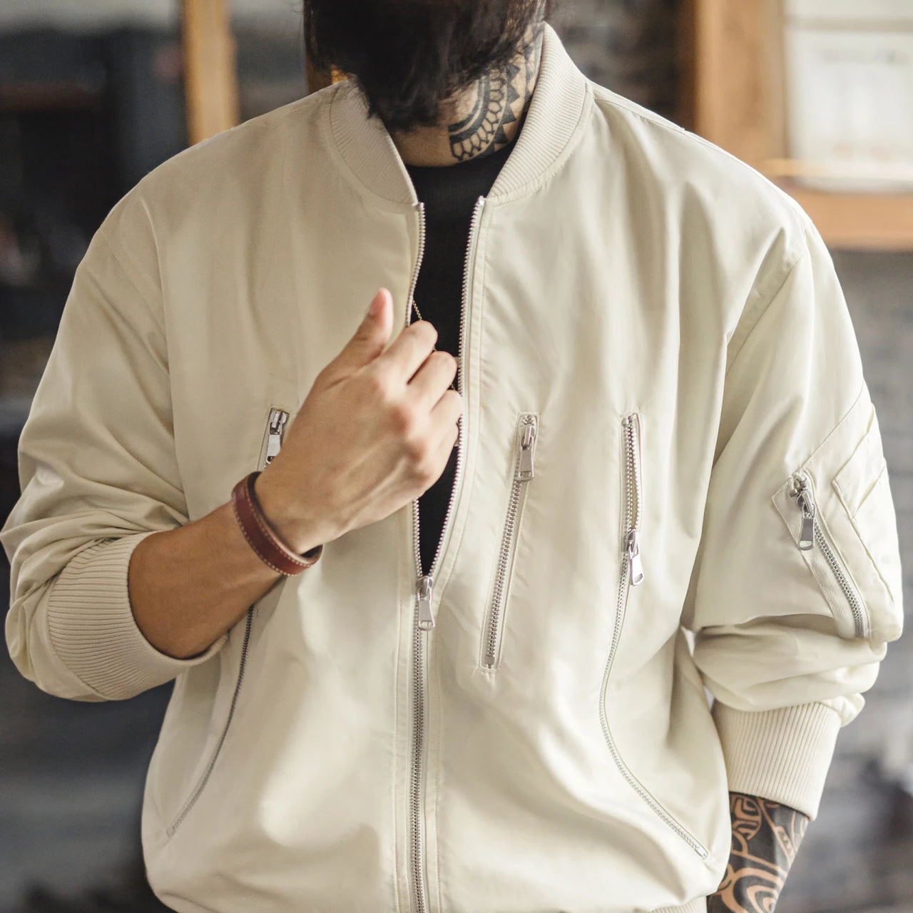 Neutral Tone L2B Pilot Bomber Jacket