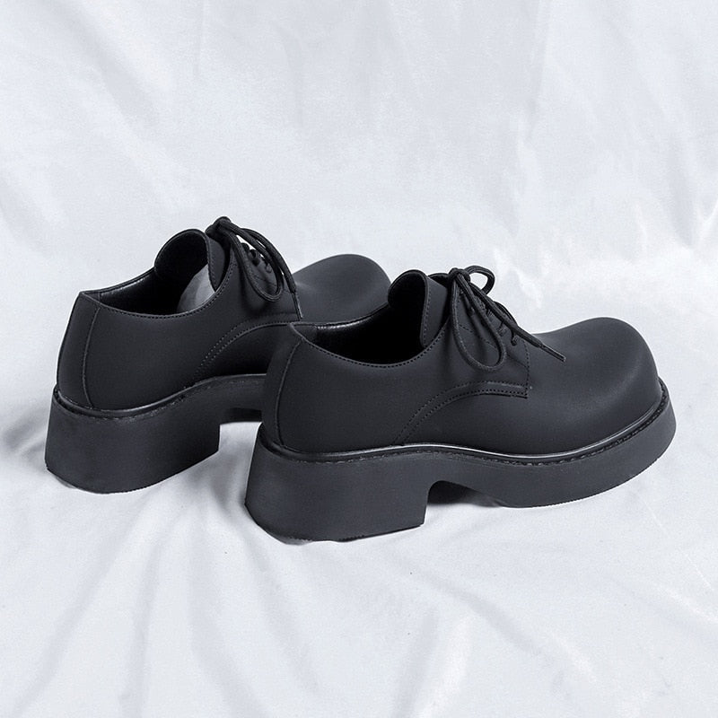Okcheon Matt Black Chunky Lace Up Shoes | Streets of Seoul | Men's